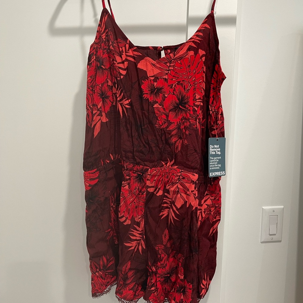 Express Red and Black Floral Dress